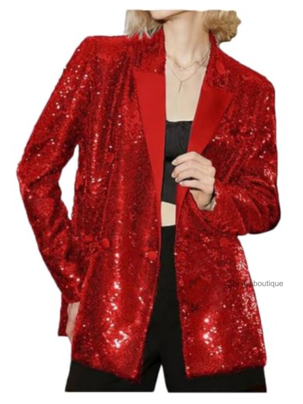 Double Breasted Sequins Blazer Loose Style Formal Prom Coat